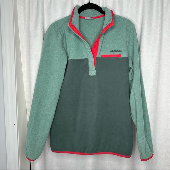 Columbia Sweaters - Columbia Mint Green and Teal Quarter Button Up Sweater